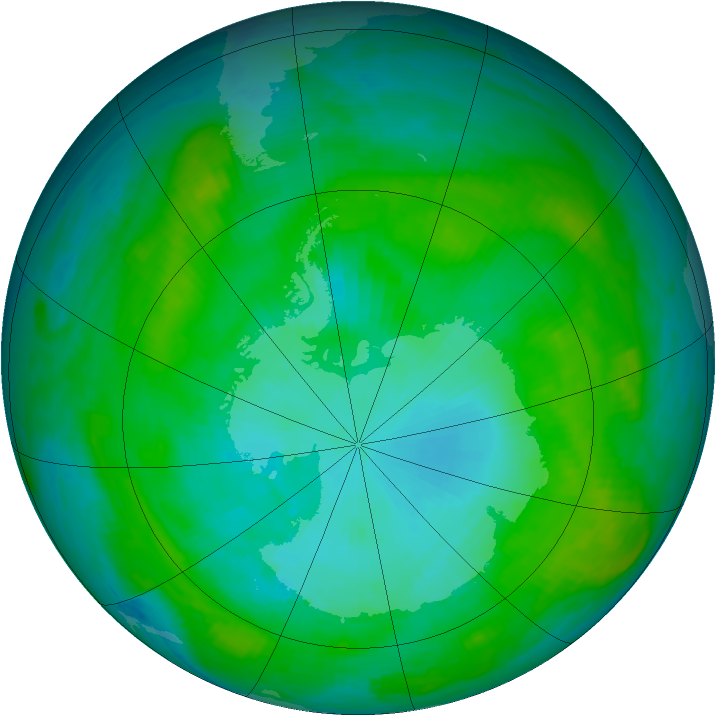 Antarctic ozone map for 27 January 1984